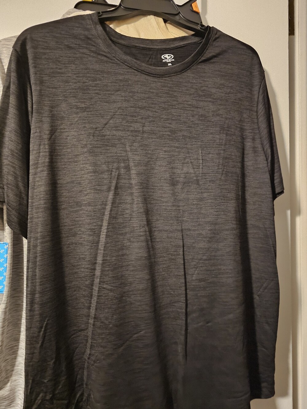 Athletic Works Mens Black Heather Short Sleeve Performance Tee 2xl New